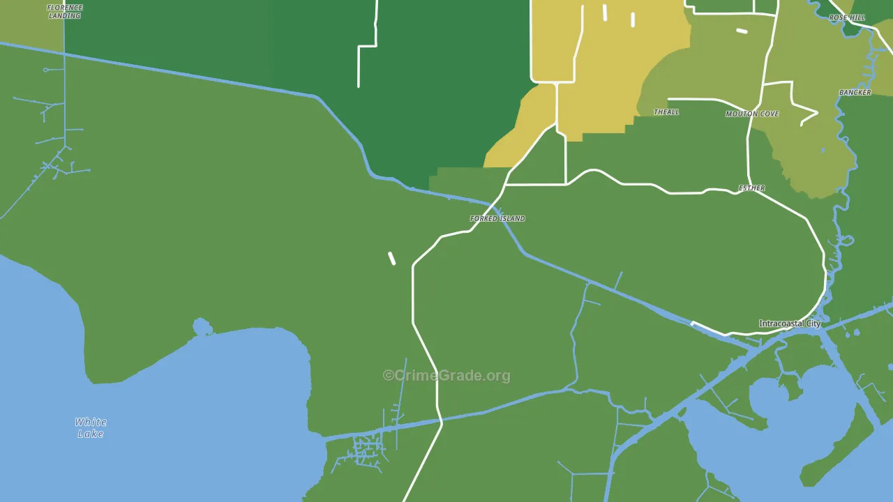 Forked Island, LA Map of Vehicle Theft Rates