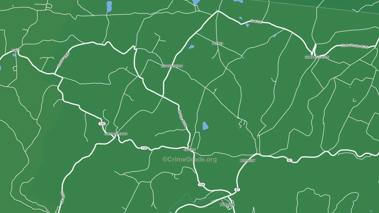 Forksville, PA Map of Vehicle Theft Rates