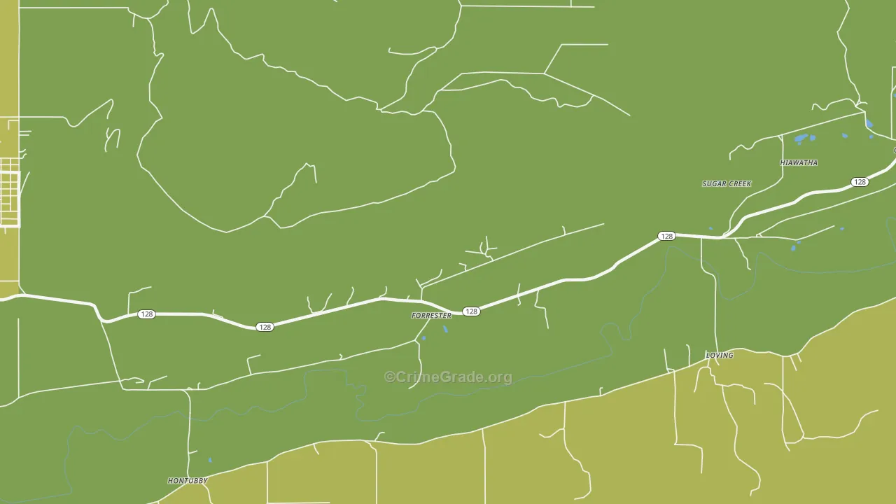 Forrester, OK Map of Vehicle Theft Rates