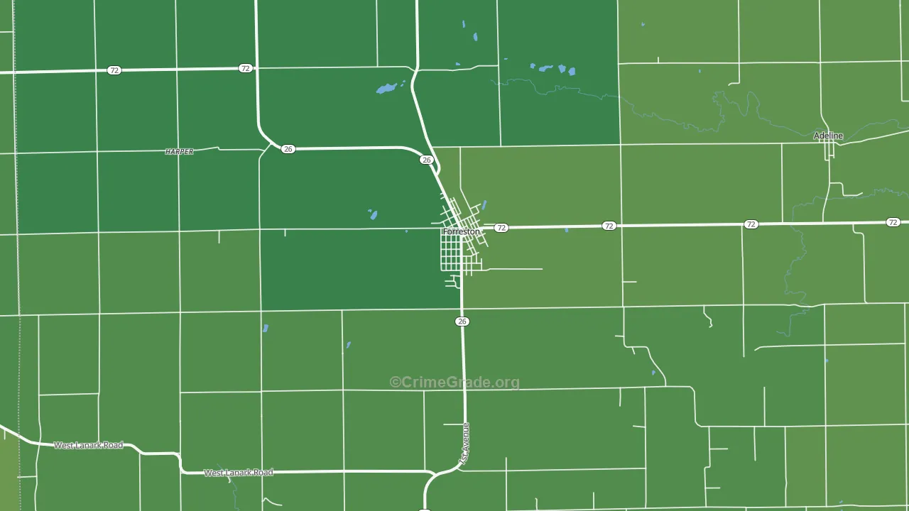 Forreston, IL Map of Vehicle Theft Rates