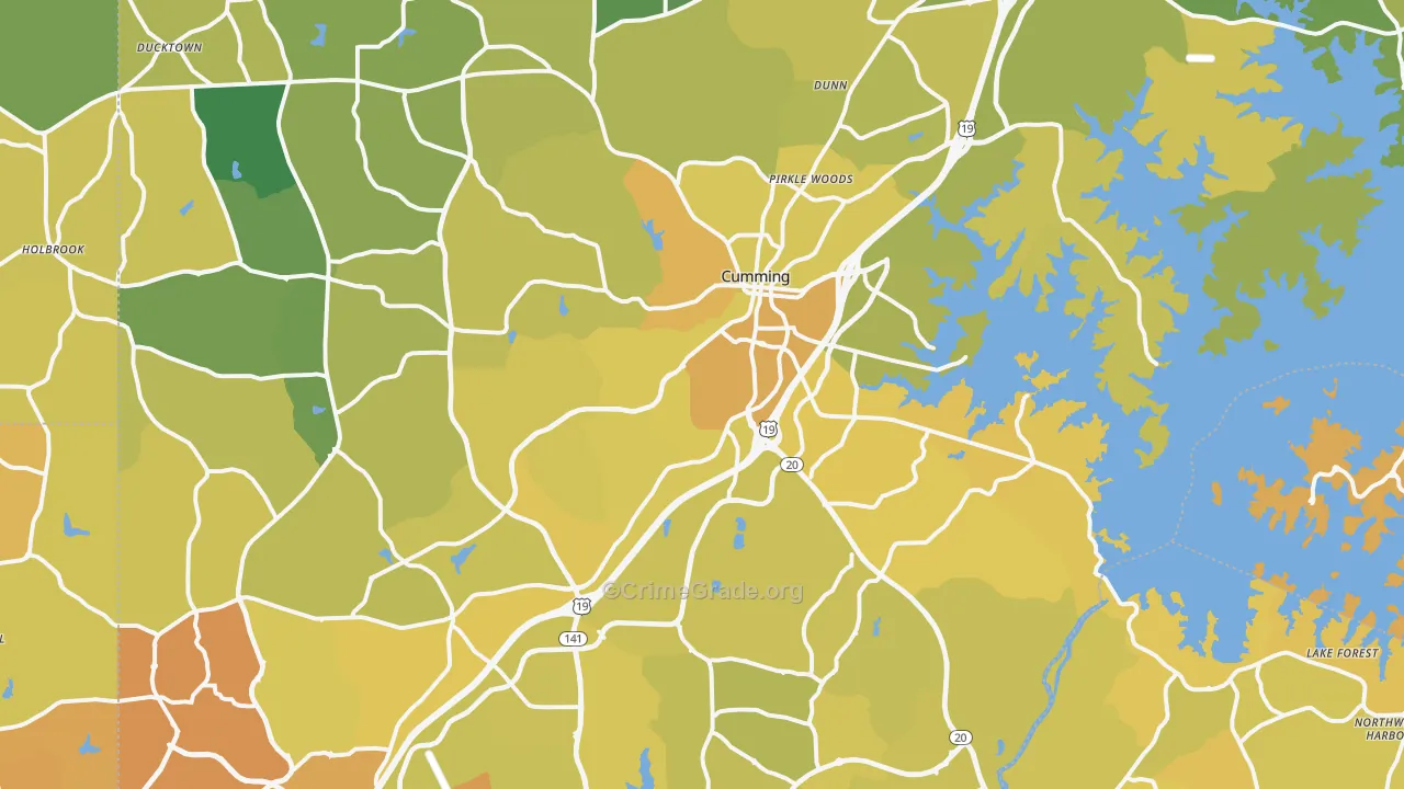Forsyth County, GA Map of Vehicle Theft Rates