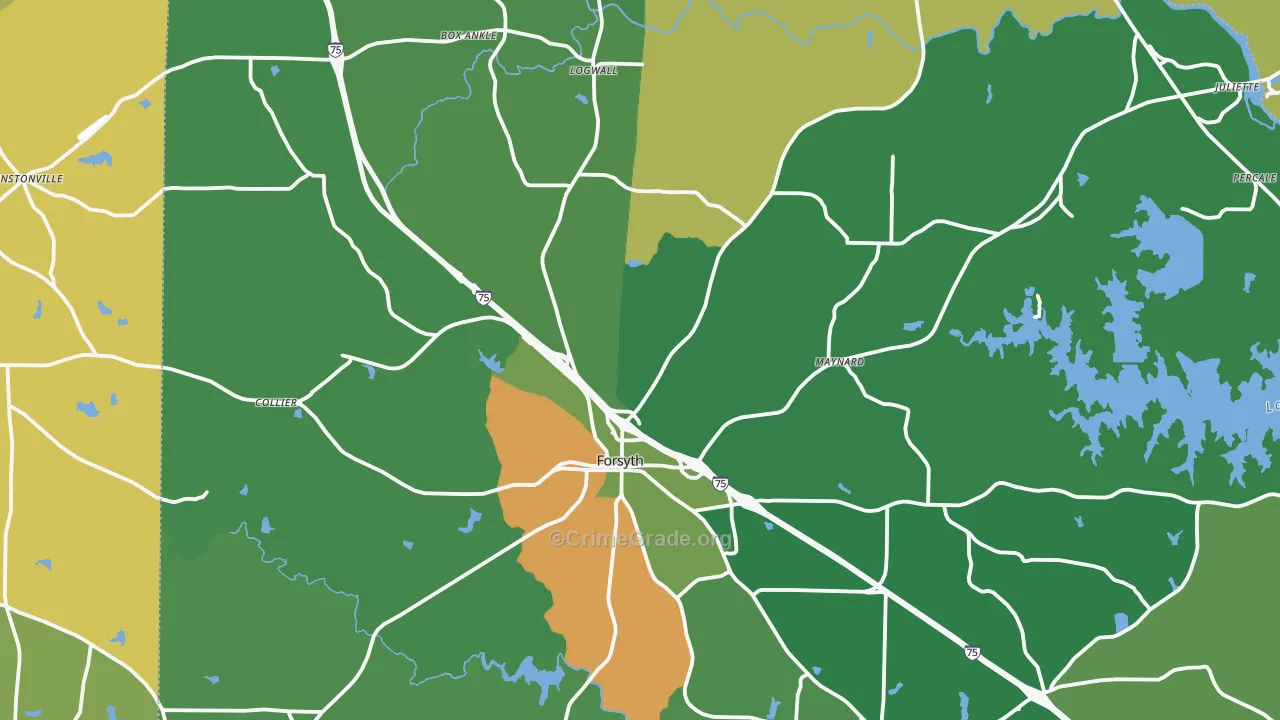 Forsyth, GA Map of Vehicle Theft Rates