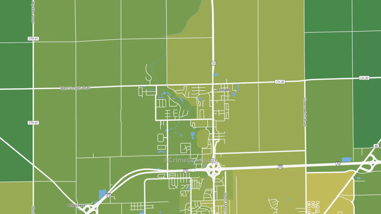 Forsyth, IL Map of Vehicle Theft Rates