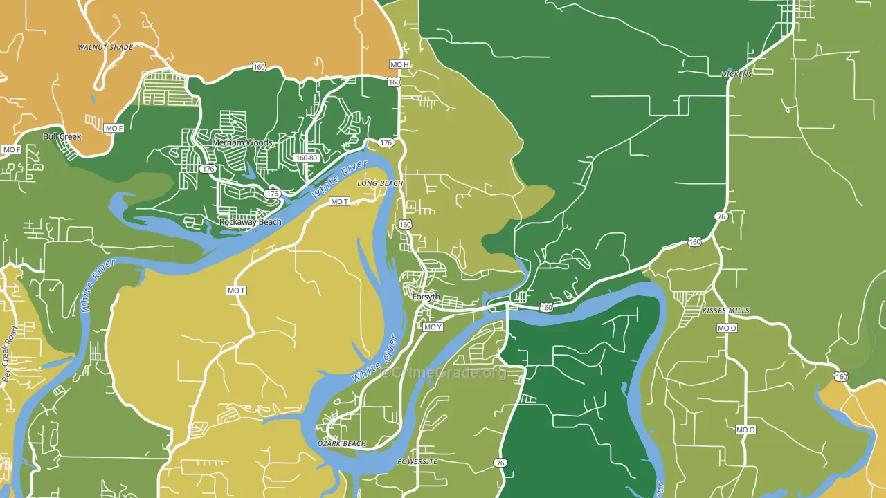 Forsyth, MO Map of Vehicle Theft Rates