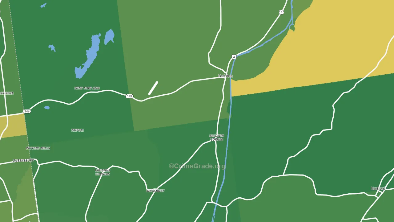Fort Ann, NY Map of Vehicle Theft Rates