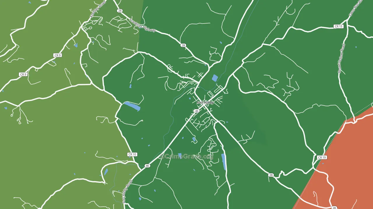 Fort Ashby, WV Map of Vehicle Theft Rates