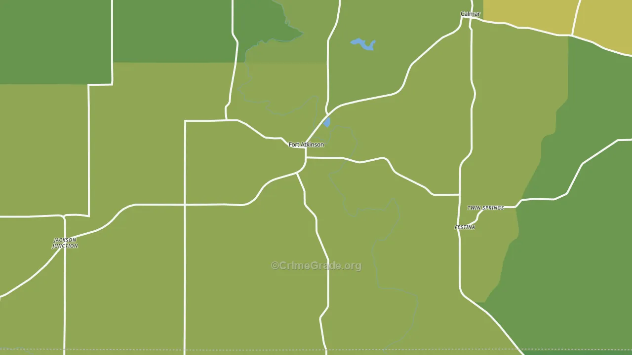 Fort Atkinson, IA Map of Vehicle Theft Rates