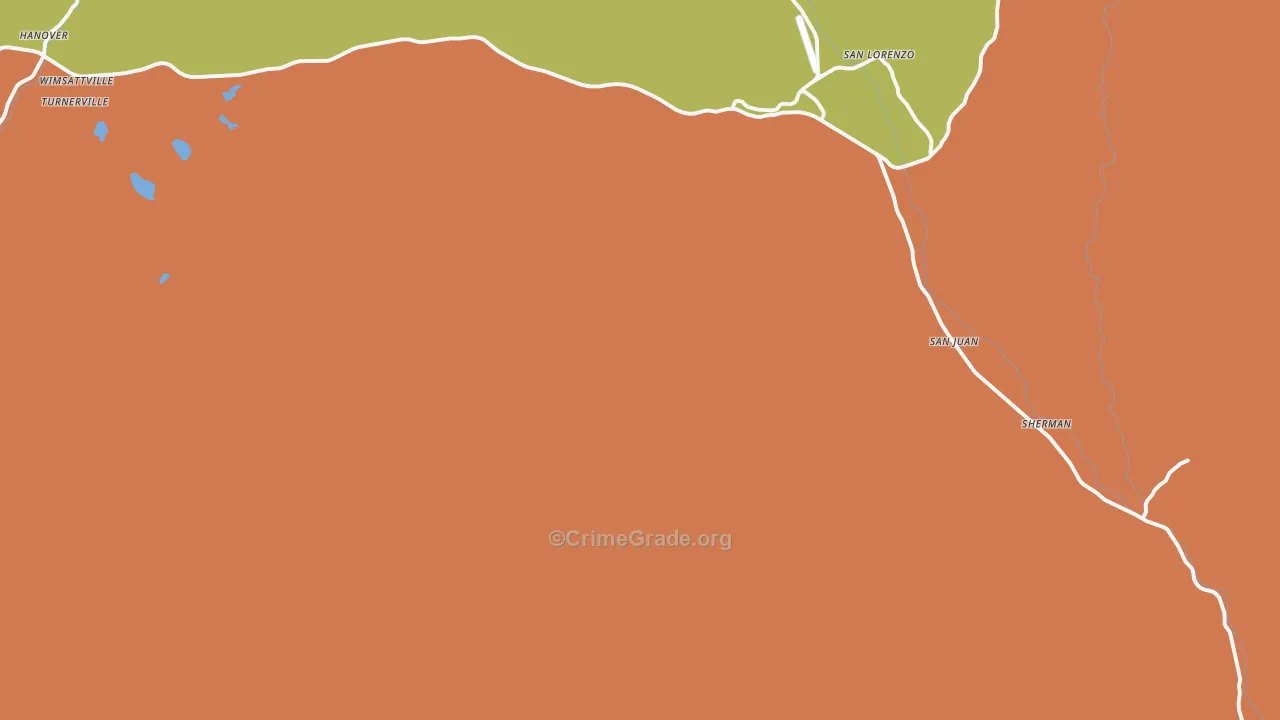 Fort Bayard, NM Map of Vehicle Theft Rates