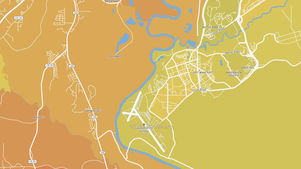 Fort Benning South, GA Map of Vehicle Theft Rates