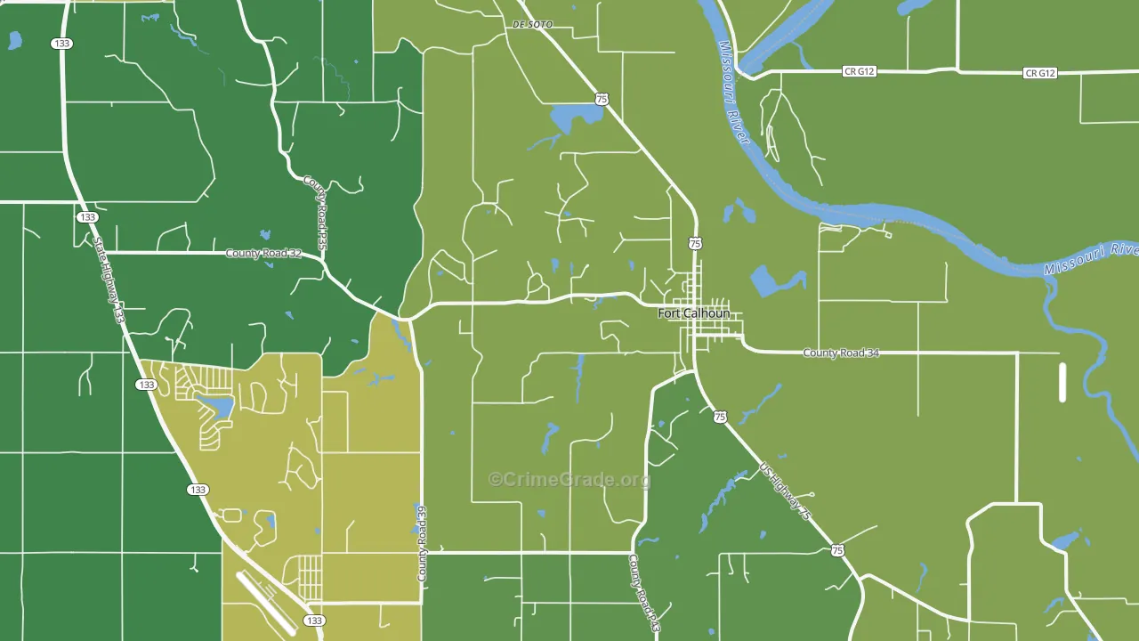 Fort Calhoun, NE Map of Vehicle Theft Rates