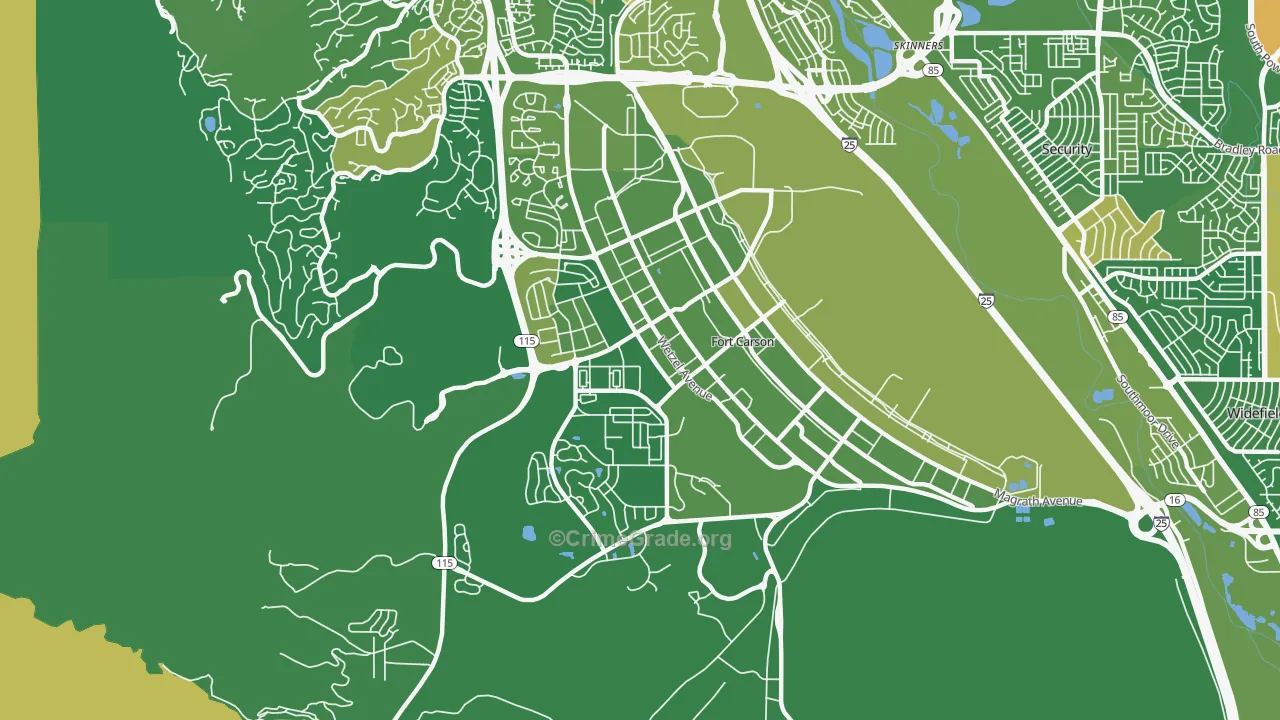 Fort Carson, CO Map of Vehicle Theft Rates