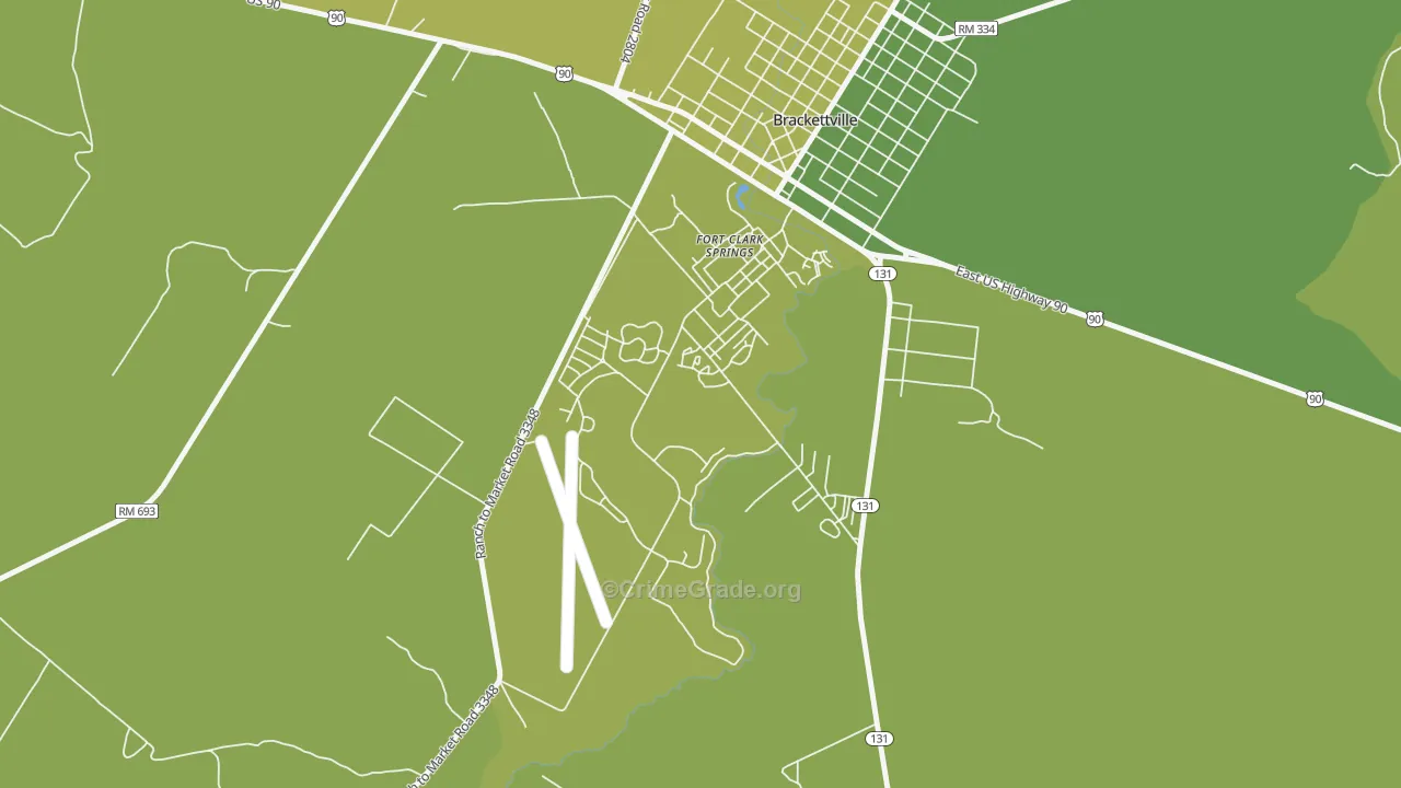 Fort Clark Springs, TX Map of Vehicle Theft Rates