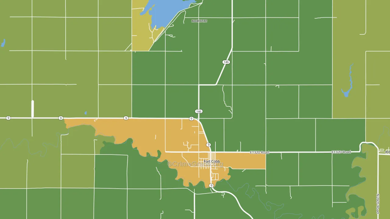 Fort Cobb, OK Map of Vehicle Theft Rates