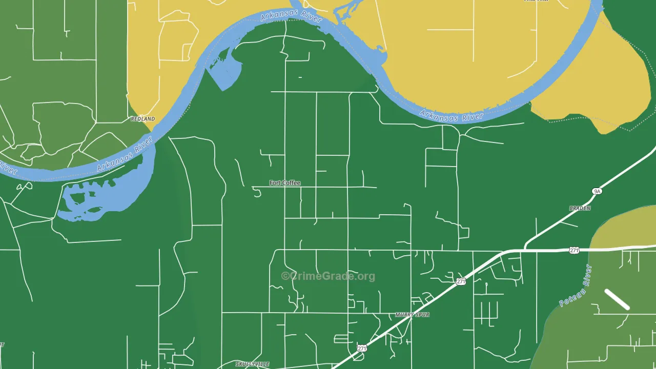 Fort Coffee, OK Map of Vehicle Theft Rates