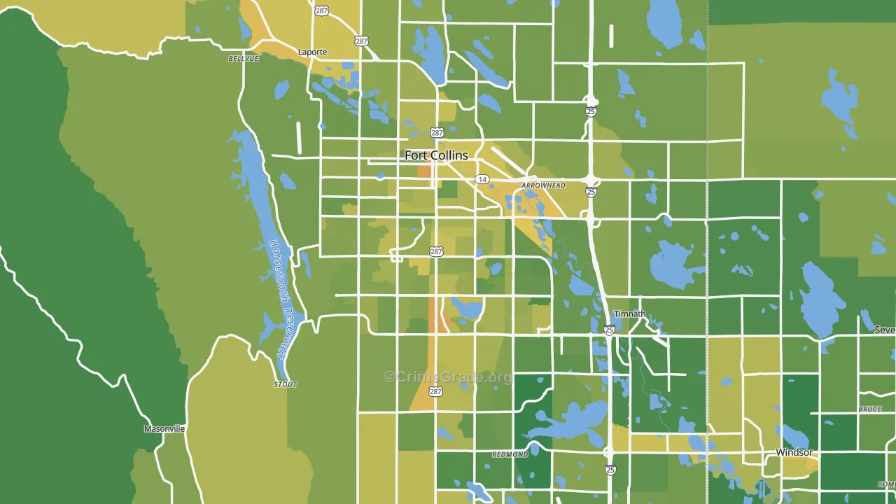 Fort Collins, CO Map of Vehicle Theft Rates