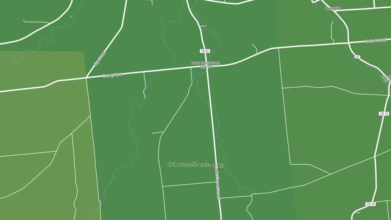 Fort Covington Center, NY Map of Vehicle Theft Rates