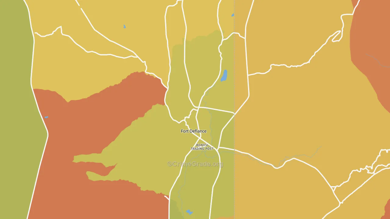 Fort Defiance, AZ Map of Vehicle Theft Rates