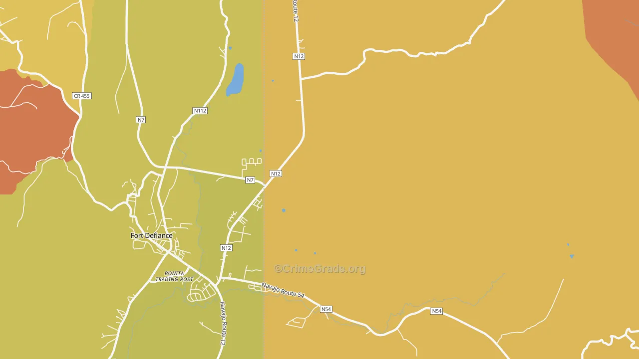 Fort Defiance, NM Map of Vehicle Theft Rates