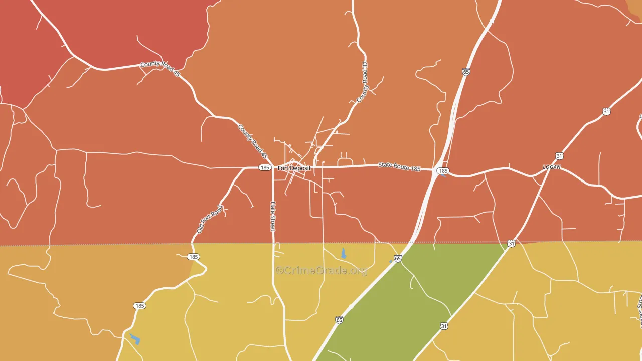 Fort Deposit, AL Map of Vehicle Theft Rates