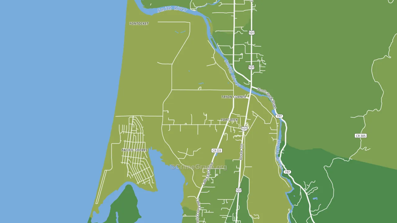 Fort Dick, CA Map of Vehicle Theft Rates
