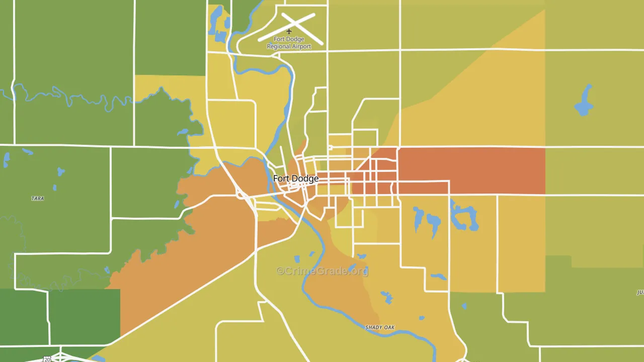 Fort Dodge, IA Map of Vehicle Theft Rates