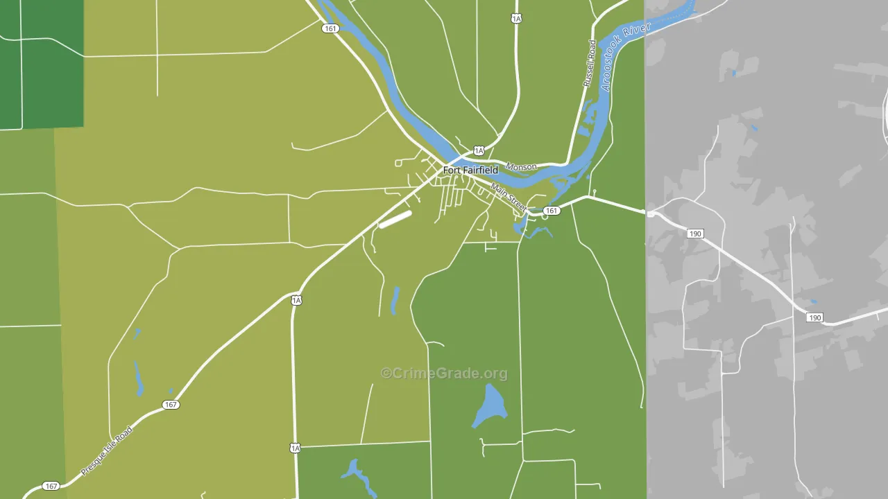 Fort Fairfield, ME Map of Vehicle Theft Rates