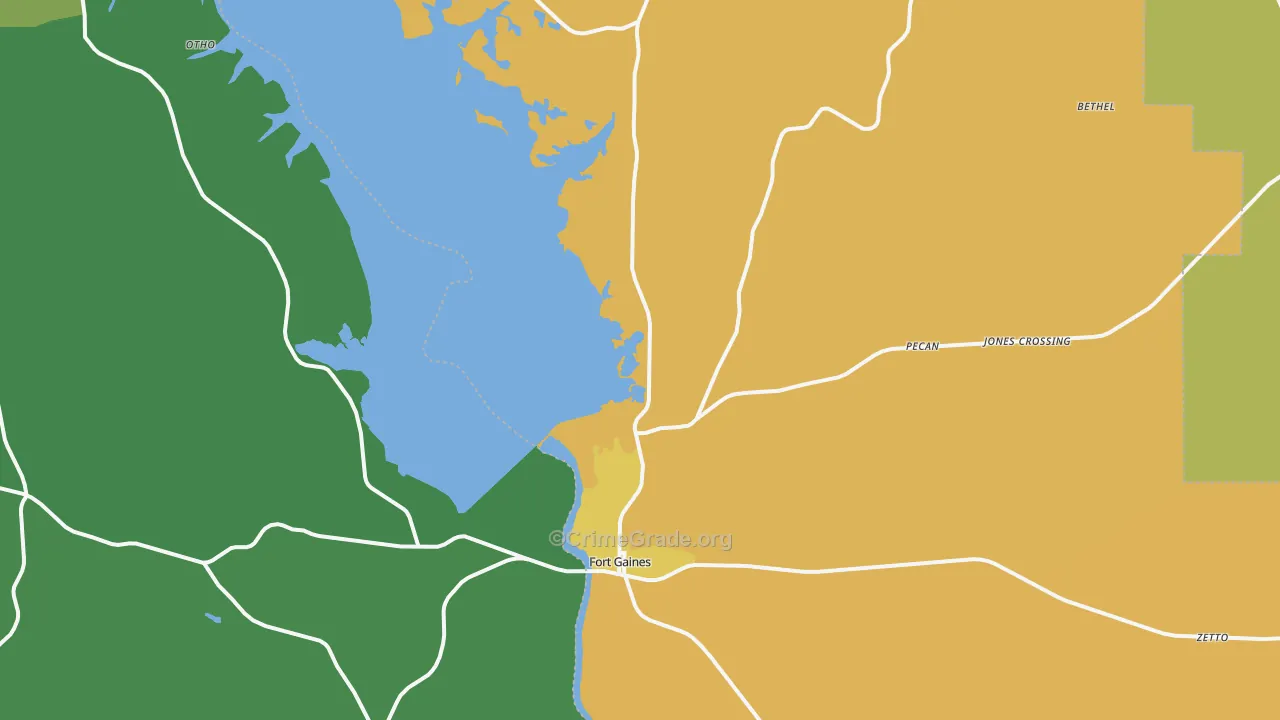 Fort Gaines, GA Map of Vehicle Theft Rates