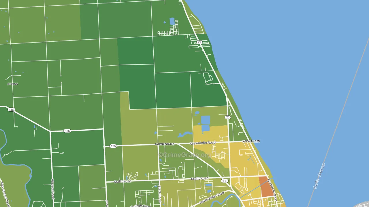 Fort Gratiot, MI Map of Vehicle Theft Rates