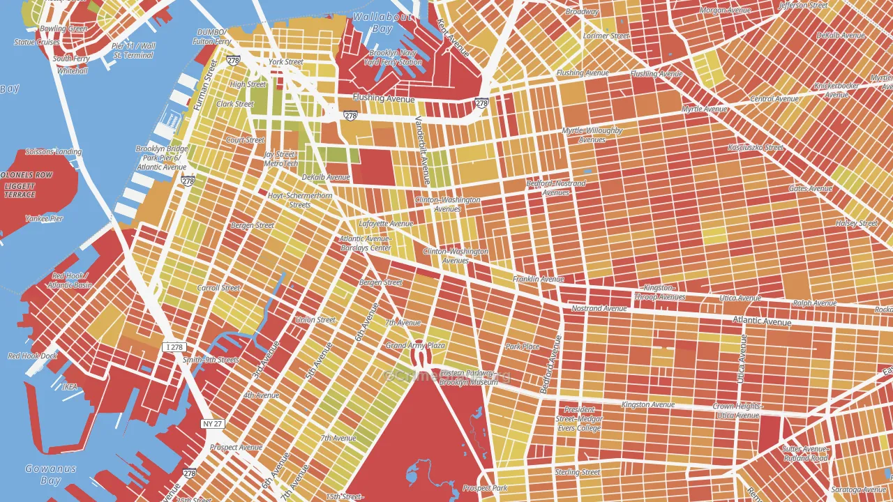 Fort Green, Brooklyn, NY Map of Vehicle Theft Rates
