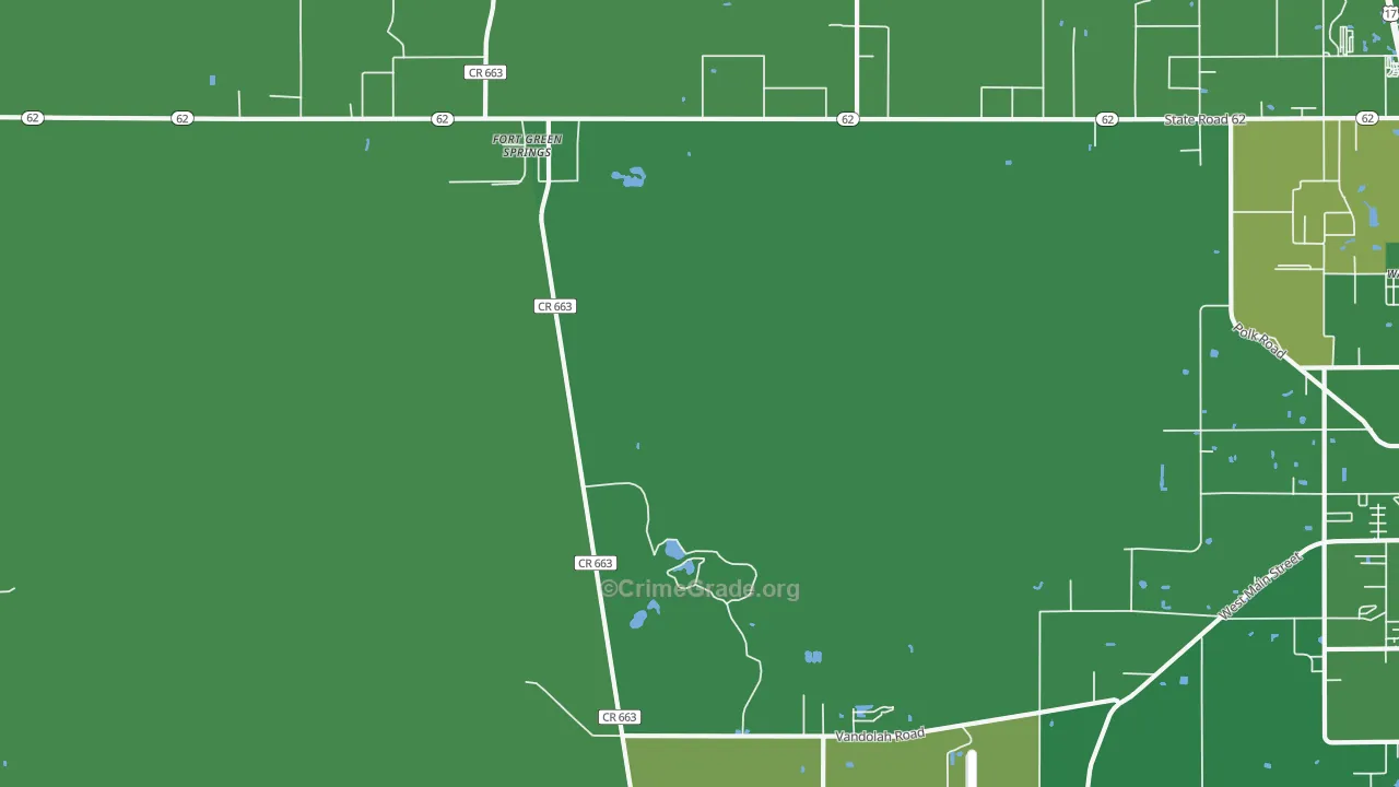 Fort Green Springs, FL Map of Vehicle Theft Rates