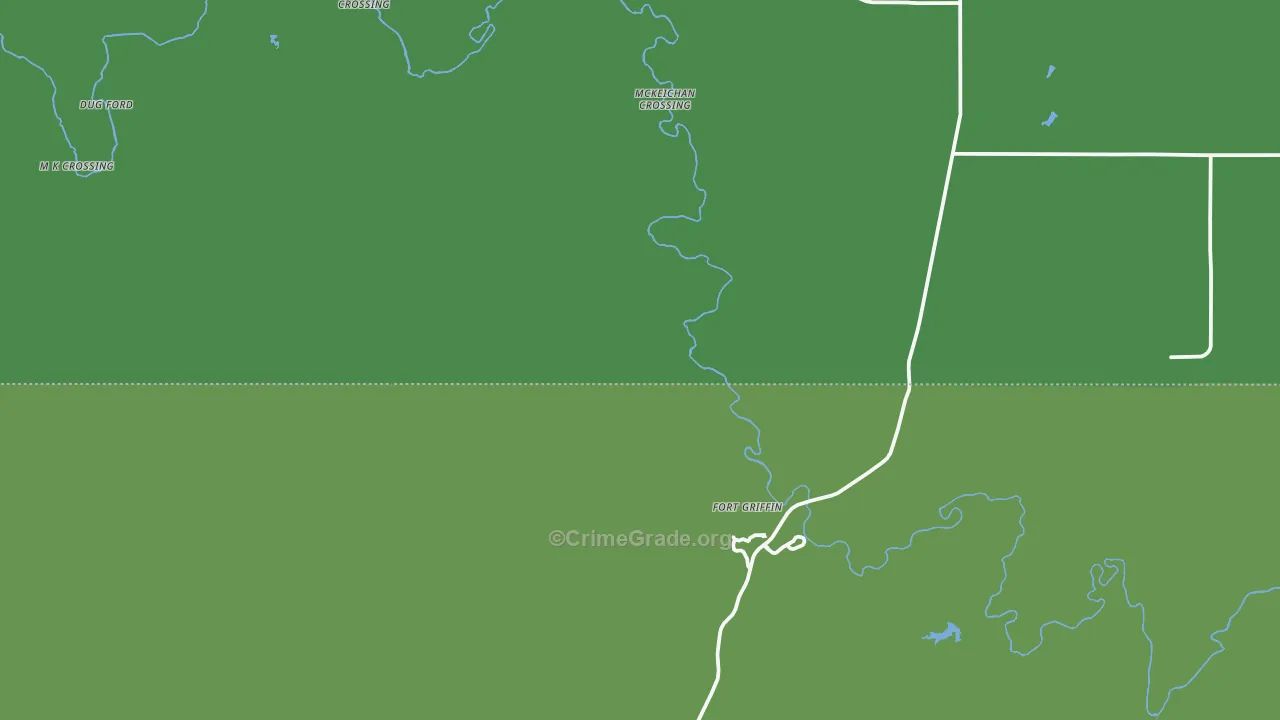 Fort Griffin, TX Map of Vehicle Theft Rates