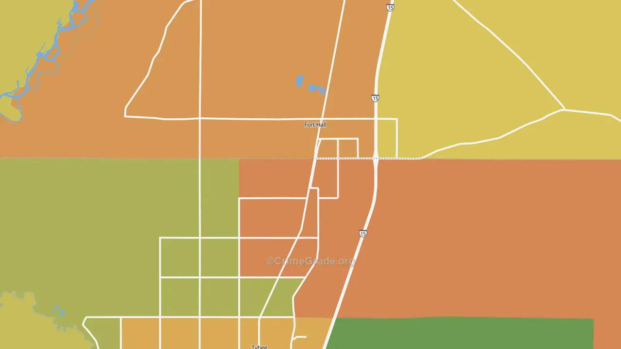 Fort Hall, ID Map of Vehicle Theft Rates