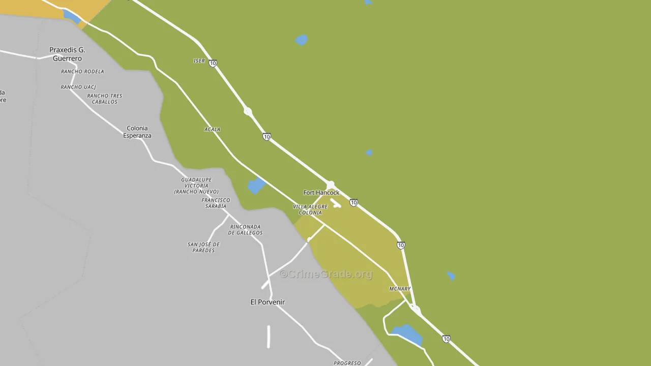 Fort Hancock, TX Map of Vehicle Theft Rates
