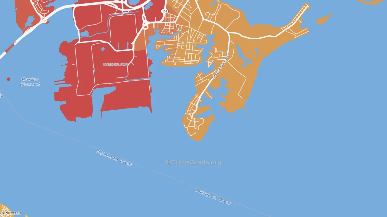Fort Howard, MD Map of Vehicle Theft Rates