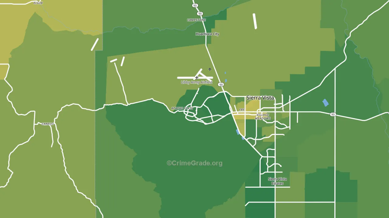 Fort Huachuca, AZ Map of Vehicle Theft Rates