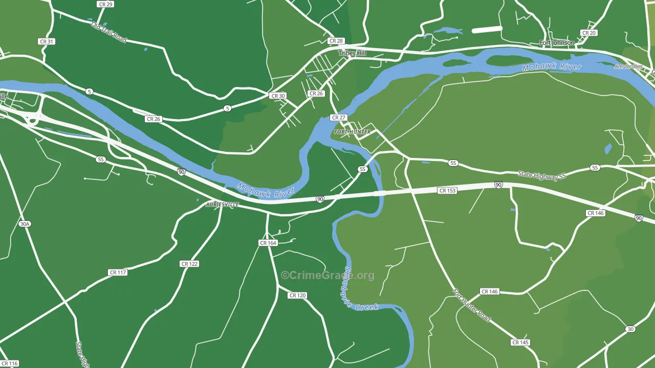 Fort Hunter, NY Map of Vehicle Theft Rates