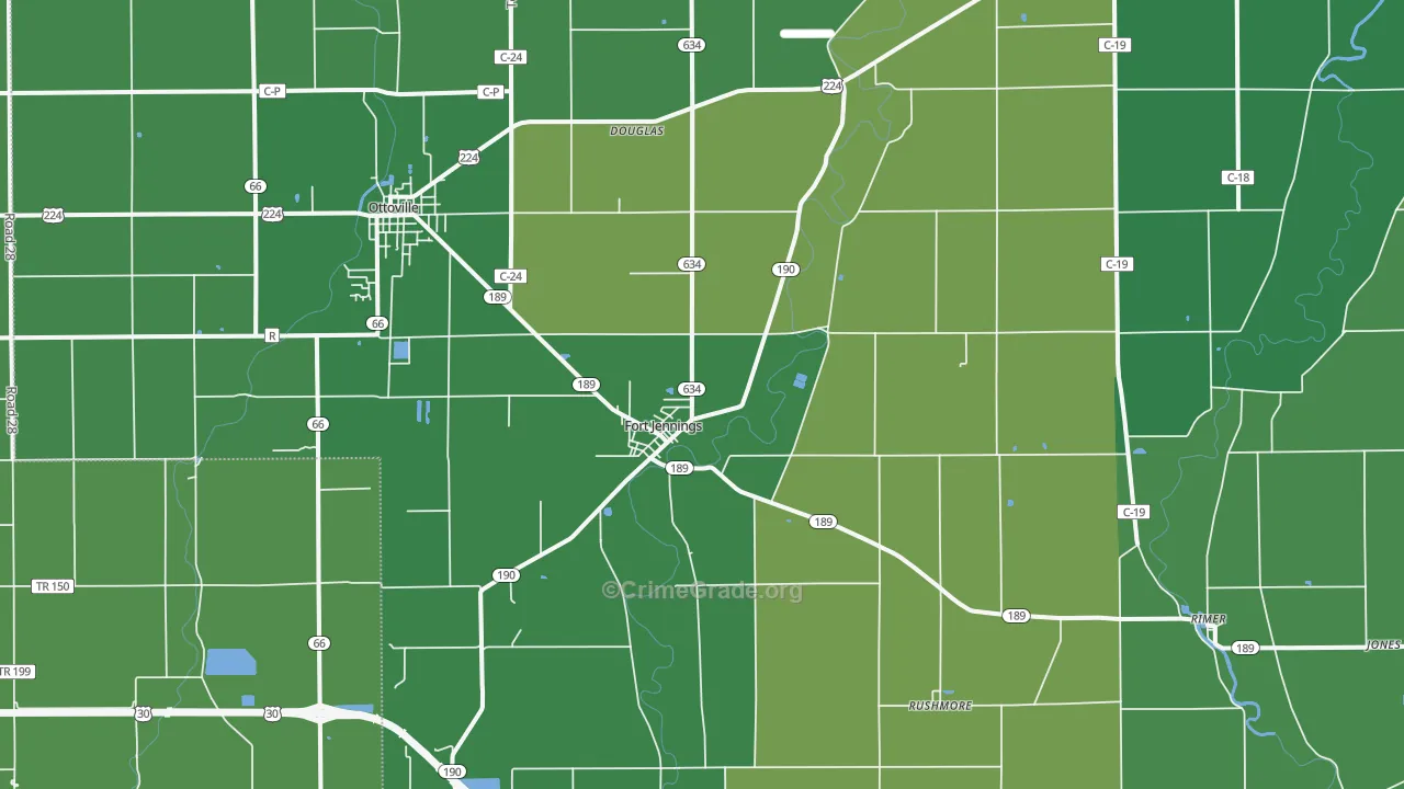 Fort Jennings, OH Map of Vehicle Theft Rates