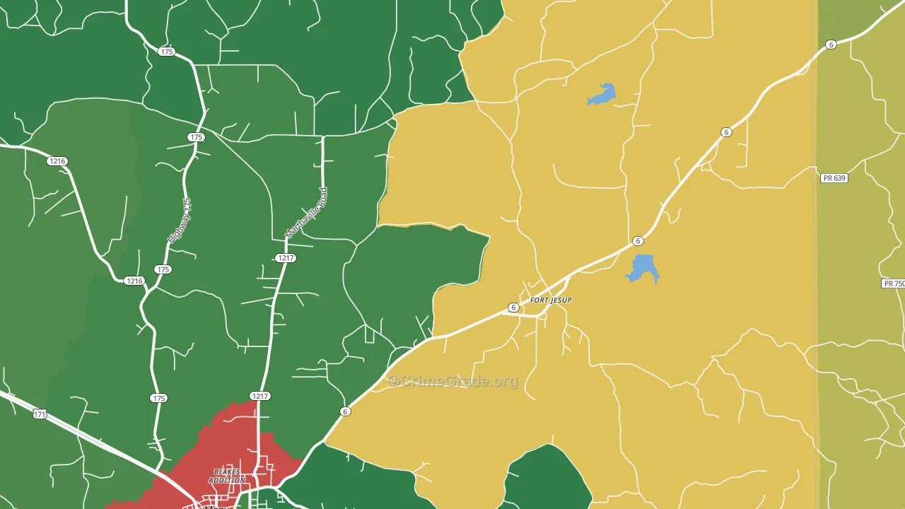 Fort Jesup, LA Map of Vehicle Theft Rates
