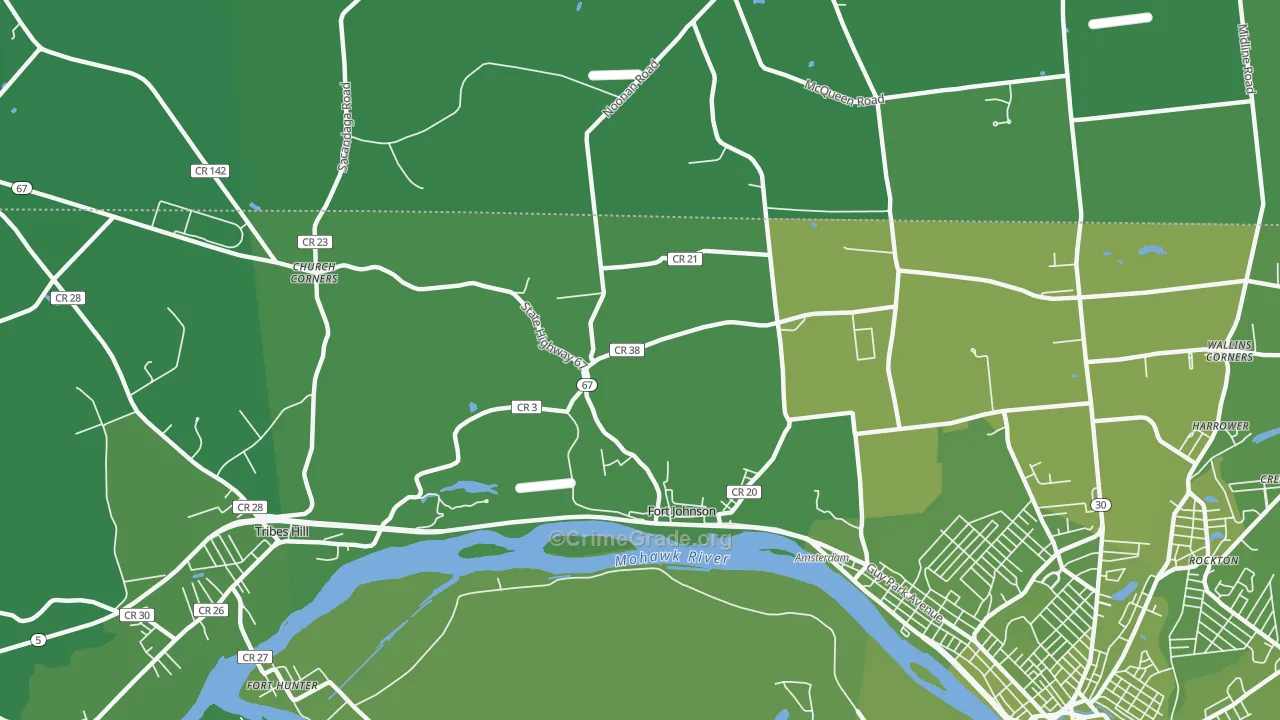 Fort Johnson, NY Map of Vehicle Theft Rates
