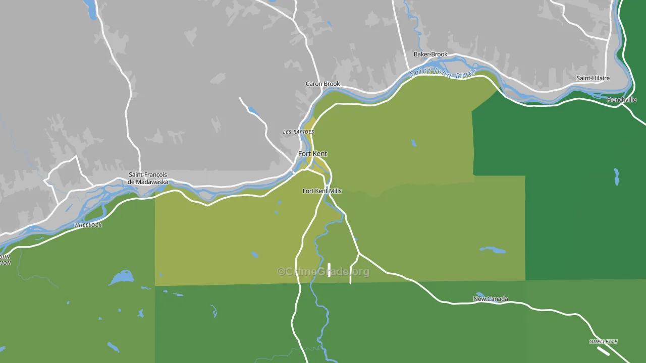 Fort Kent, ME Map of Vehicle Theft Rates