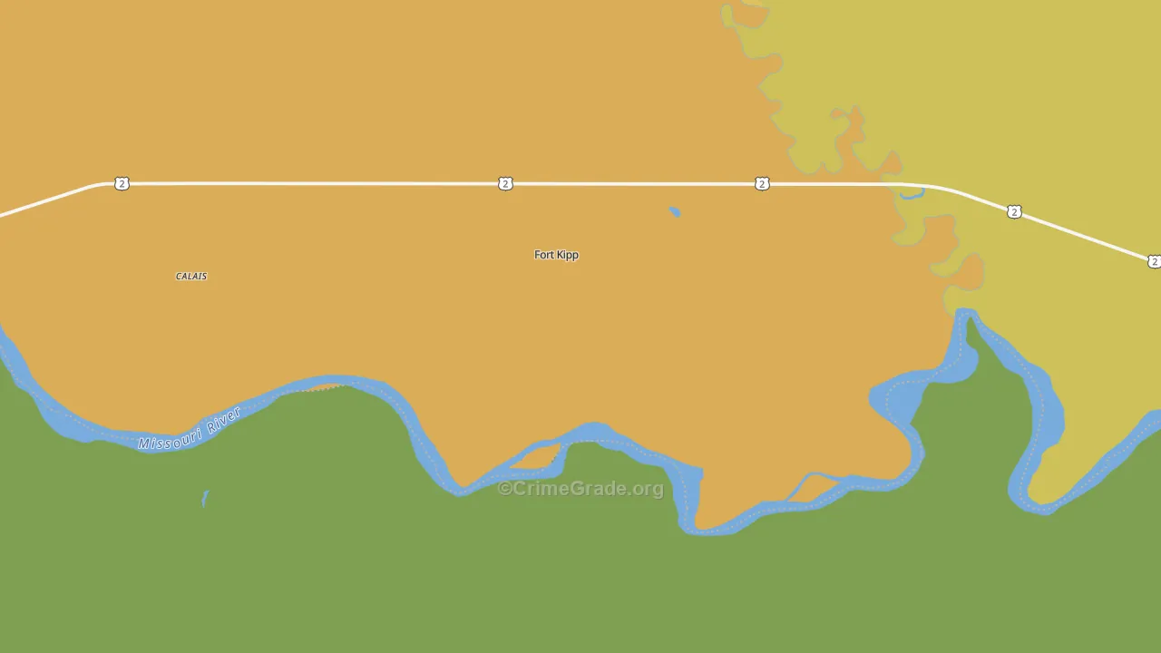 Fort Kipp, MT Map of Vehicle Theft Rates