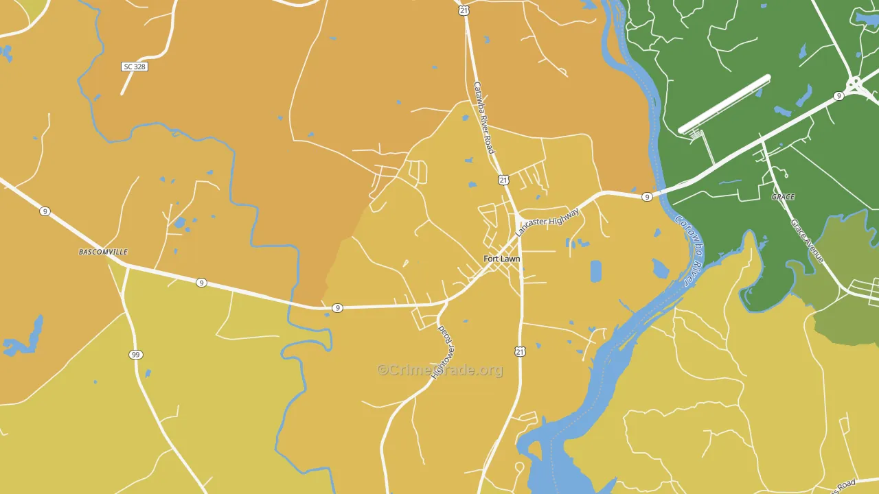 Fort Lawn, SC Map of Vehicle Theft Rates