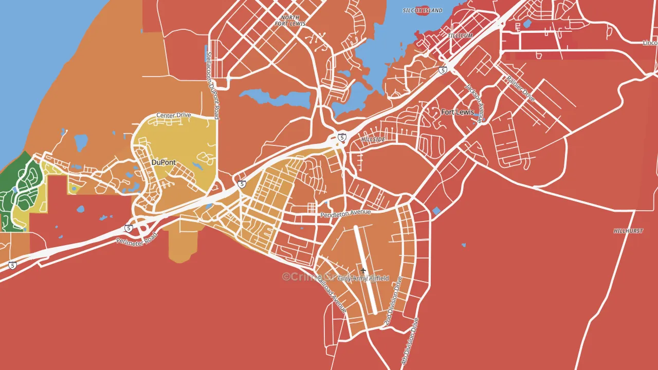 Fort Lewis, WA Map of Vehicle Theft Rates