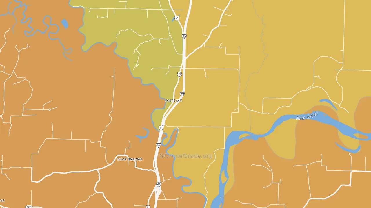 Fort Lynn, AR Map of Vehicle Theft Rates
