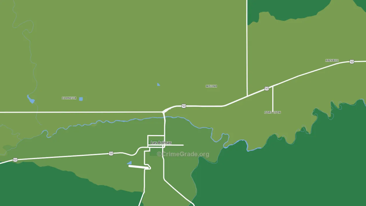 Fort Lyon, CO Map of Vehicle Theft Rates