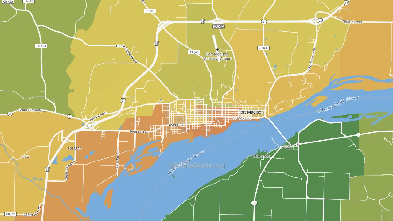 Fort Madison, IA Map of Vehicle Theft Rates