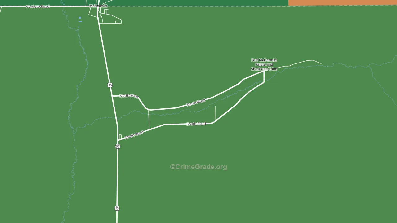 Fort McDermitt, NV Map of Vehicle Theft Rates