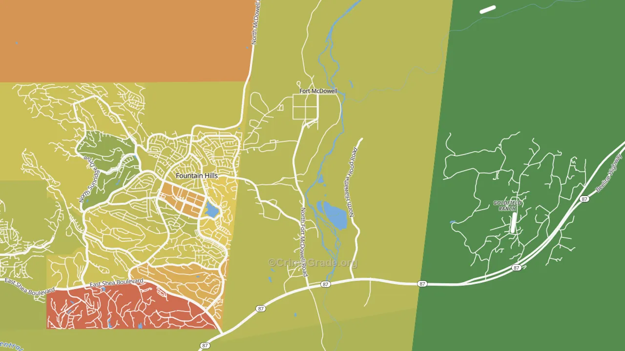 Fort McDowell, AZ Map of Vehicle Theft Rates