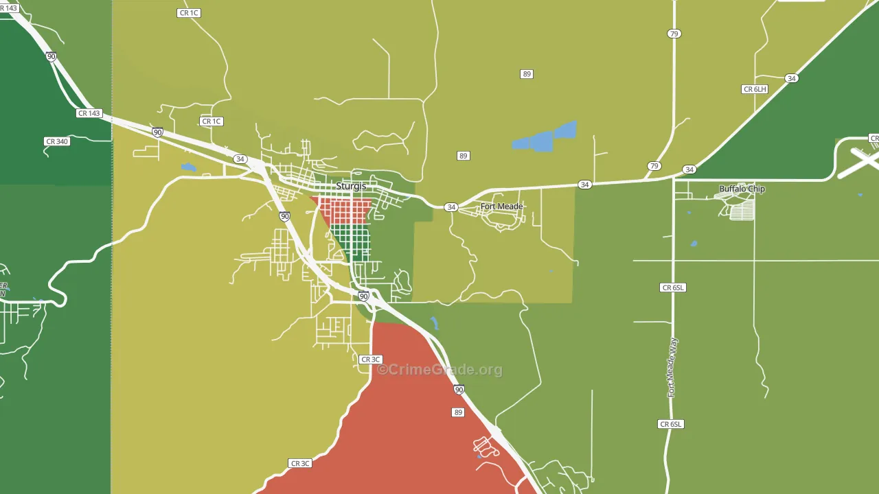 Fort Meade, SD Map of Vehicle Theft Rates