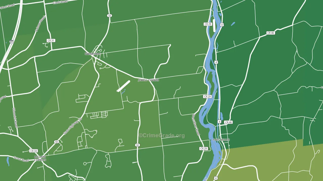 Fort Miller, NY Map of Vehicle Theft Rates